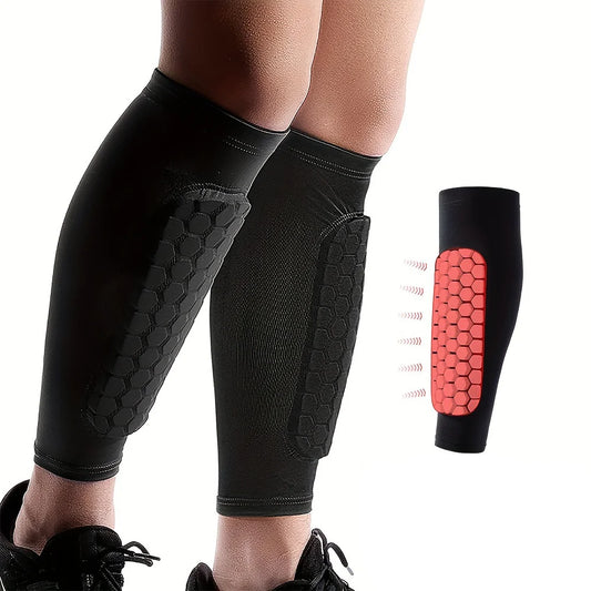 Soccer Shin Guard Shin Pad For Youth Adult, Calf Compression Sleeve With Honeycomb Pad, Support Protector 1PC