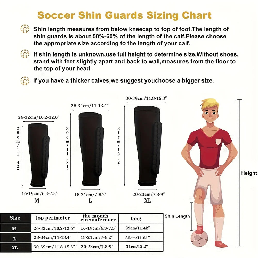 Soccer Shin Guard Shin Pad For Youth Adult, Calf Compression Sleeve With Honeycomb Pad, Support Protector 1PC