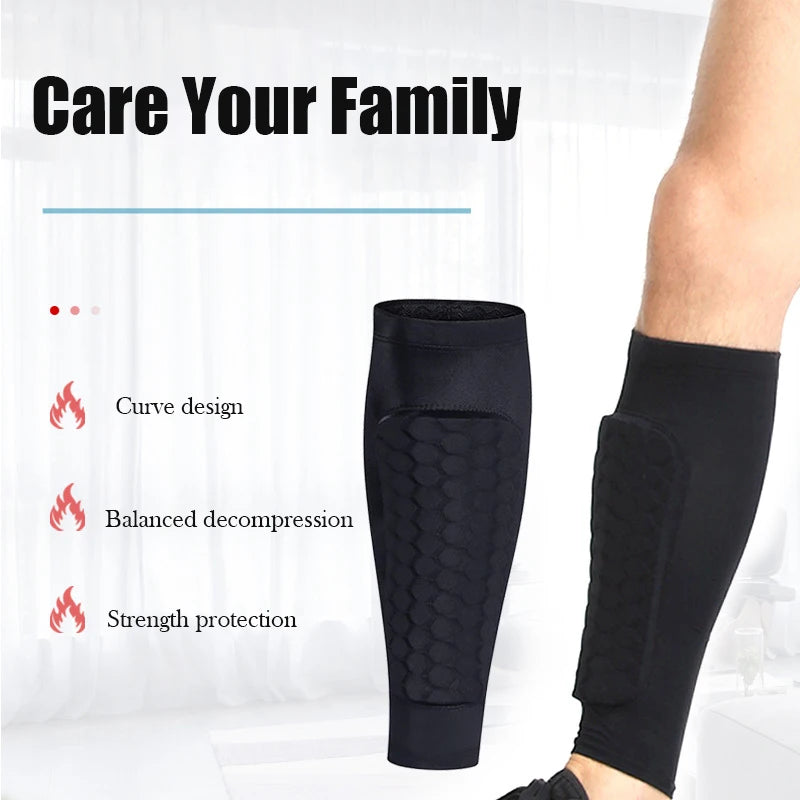 (XS-2XL)1 Pair Teen Kids Football Shin Guard Soccer Anti-collision Compression Basketball Leg Warmers Gym Leg Calf Sleeves Socks