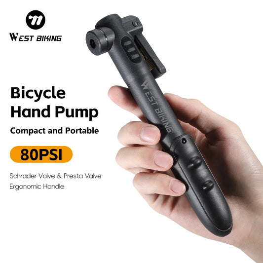 WEST BIKING Portable Mini Bike Pump Cycling Hand Air Pump High Pressure MTB Road Bicycle Tire Inflator for Schrader Presta Valve
