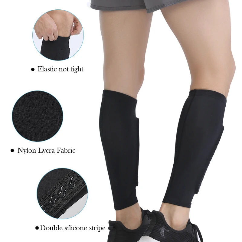 (XS-2XL)1 Pair Teen Kids Football Shin Guard Soccer Anti-collision Compression Basketball Leg Warmers Gym Leg Calf Sleeves Socks