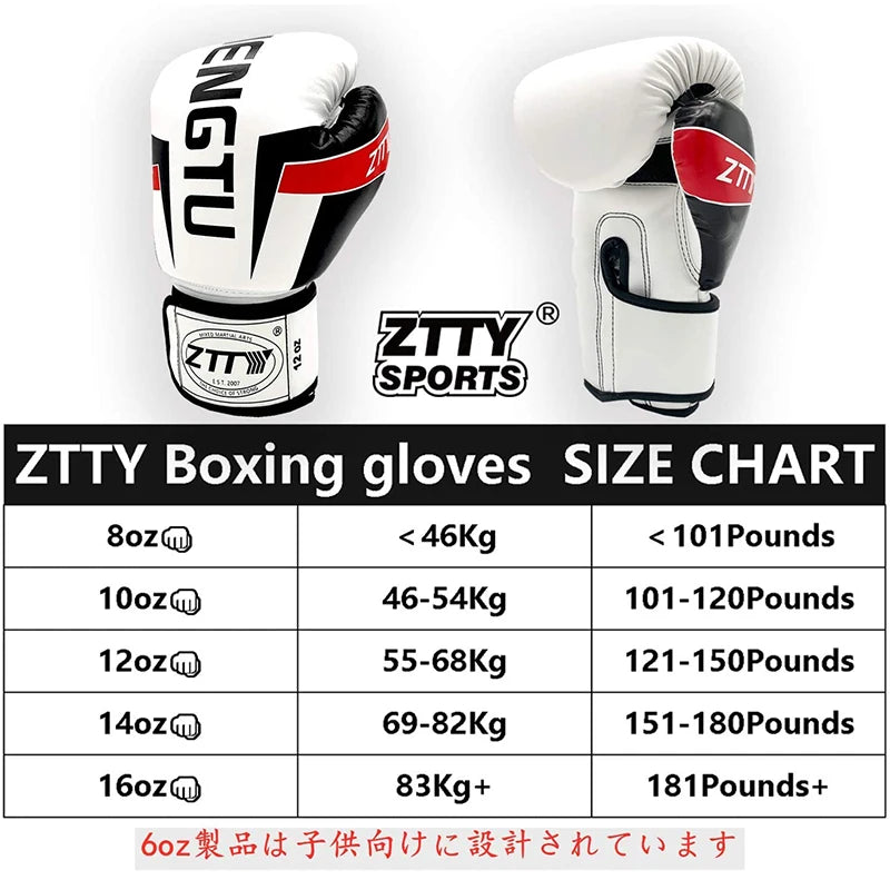 ZTTY 6-16OZ Kids Adults Women Men Sparring MMA Muay Thai Boxing Gloves Martial Arts Grappling Mitts Kickboxing MMA Glove