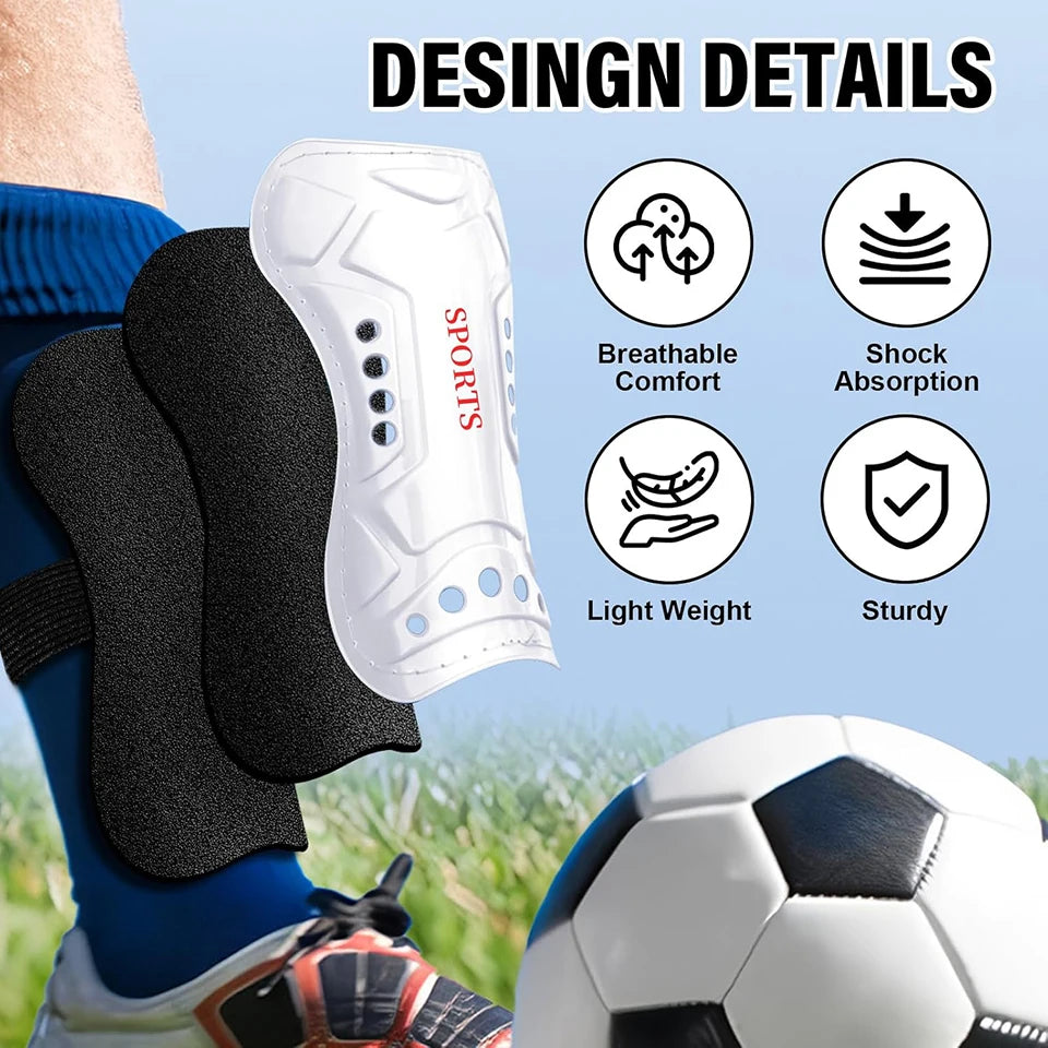 Loogdeel 2Pair Boys Girls Football Shin Protection Board Sports Sock Set Kids Soccer Over Knee Socks Legging Support Guard Child